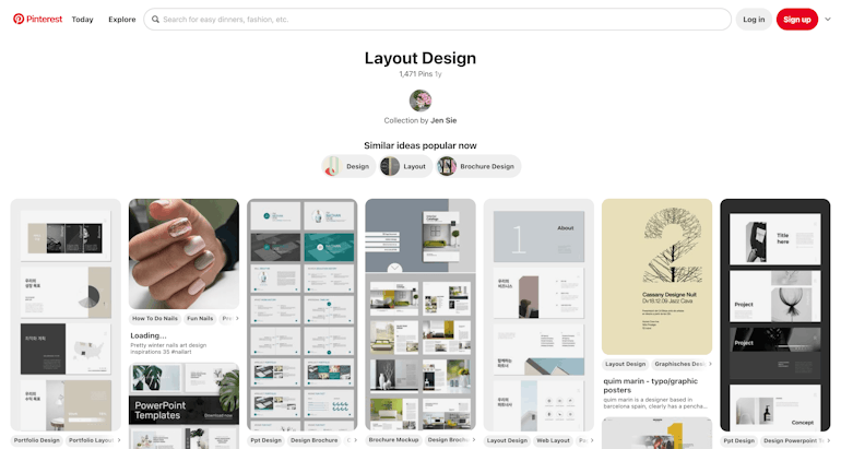 example of card style patterns website layout