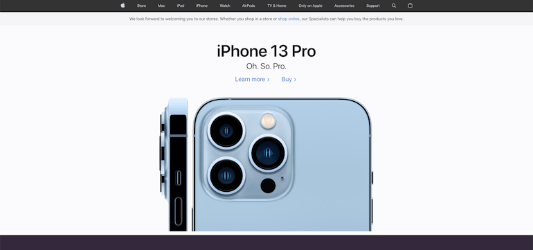 example of single column website layout